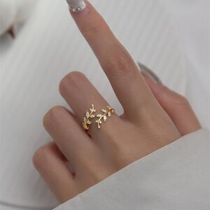 Gold Boho Leaf Gold Plated Open Ring Leaf Adjustable Gold Ring Christmas Gift